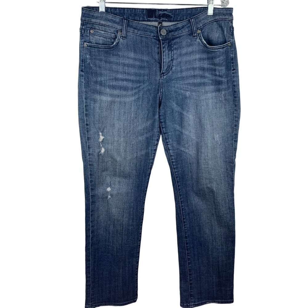 Kut From The Kloth Distressed Straight Leg Boyfriend Jeans Size 14